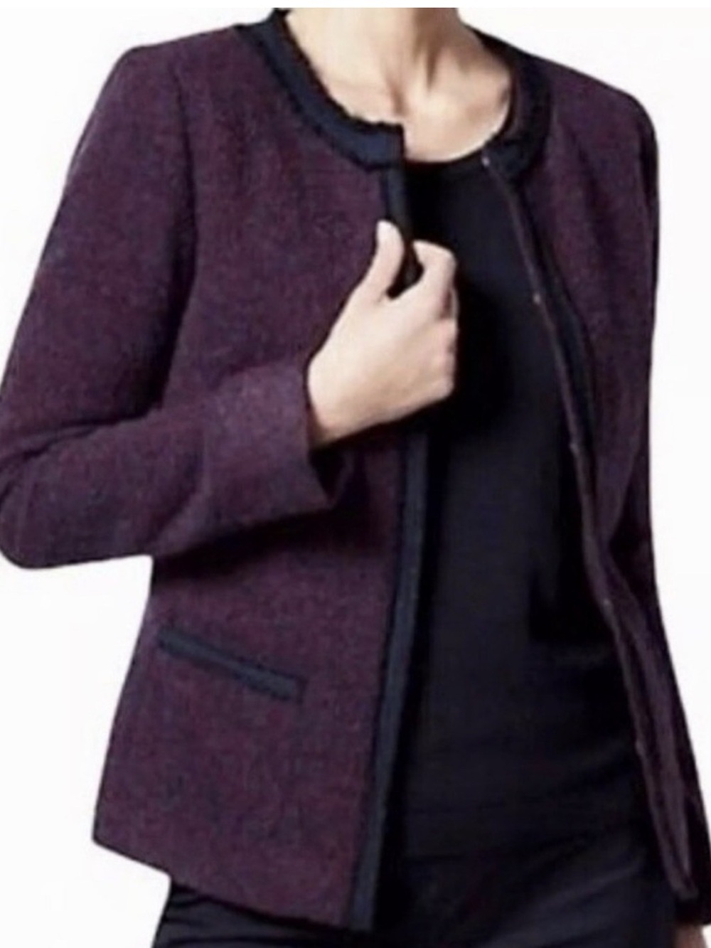 Talbots Dark Burgundy and Black Tweed Jacket
